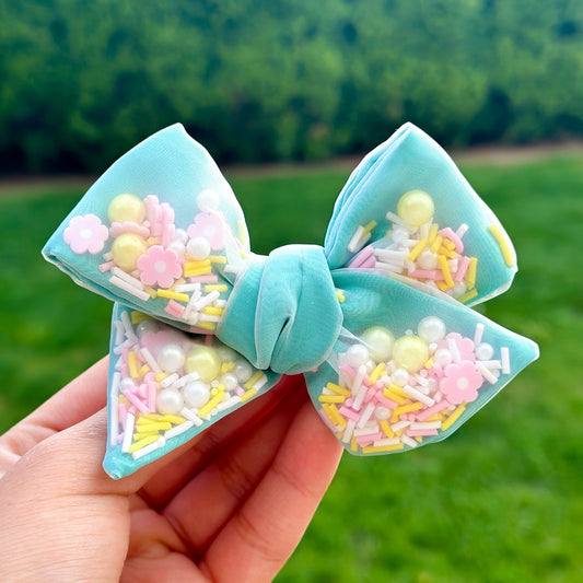 Hand Tied Bow - Blue Shaker