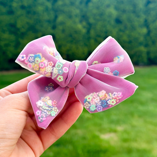 Hand Tied Bow - Pink/Purple Shaker