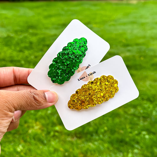 Snap Clips - Green & Gold