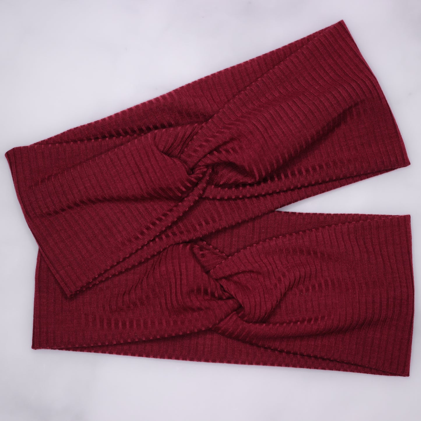 Twisted Headband - Ribbed Knit Solid Dark Burgundy - Adult Size