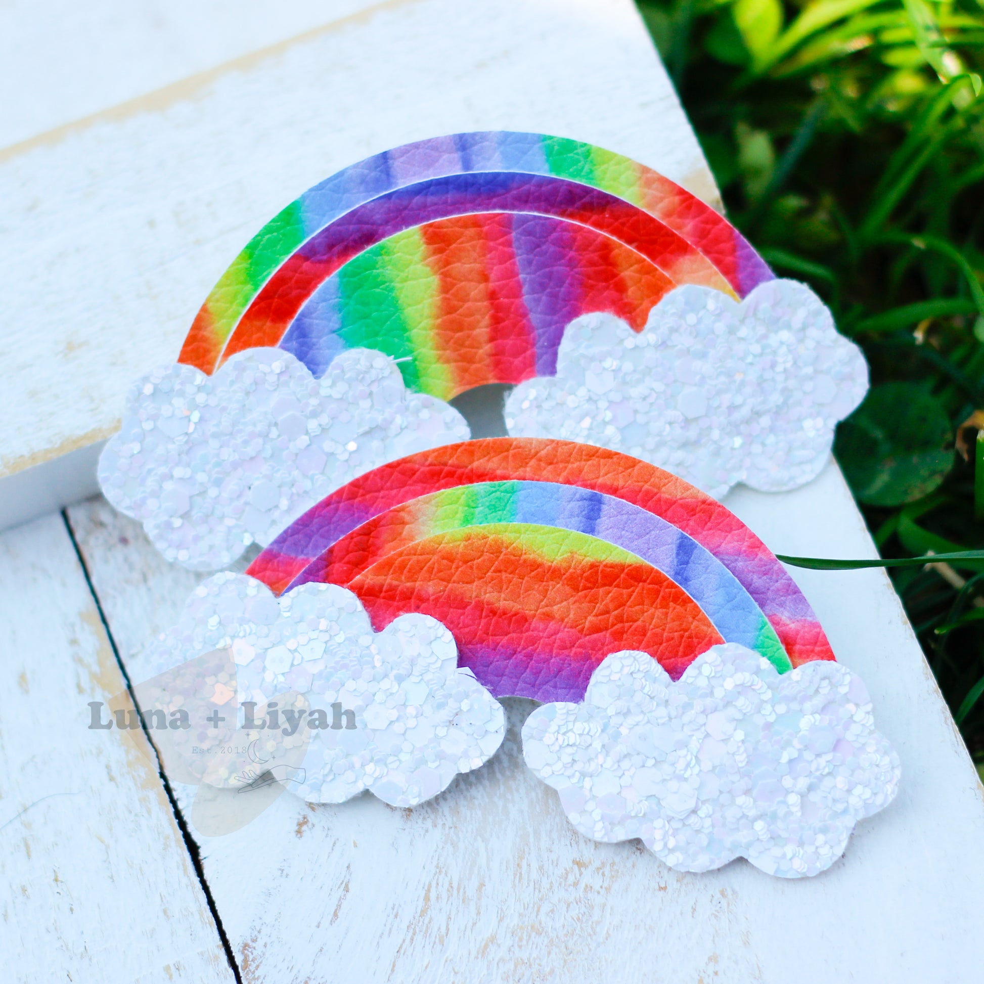 rainbow hair clip - watercolor rainbow