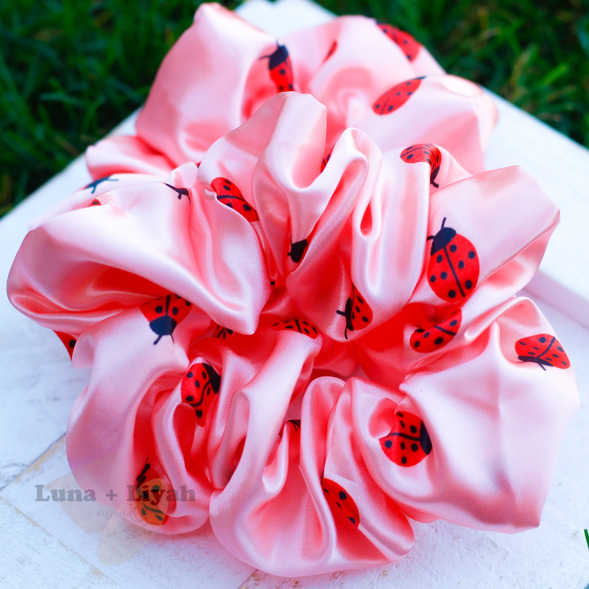 satin scrunchie - lady bugs luxe