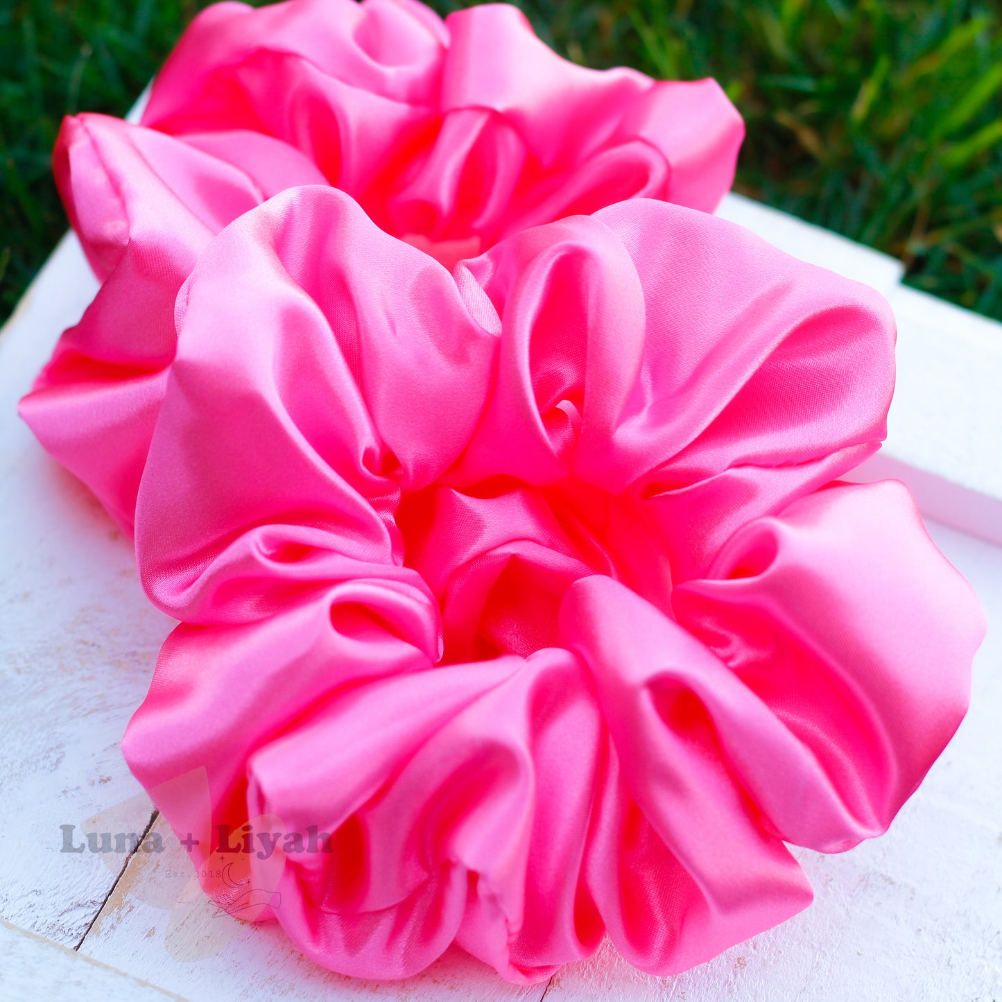 satin scrunchies - solid pink