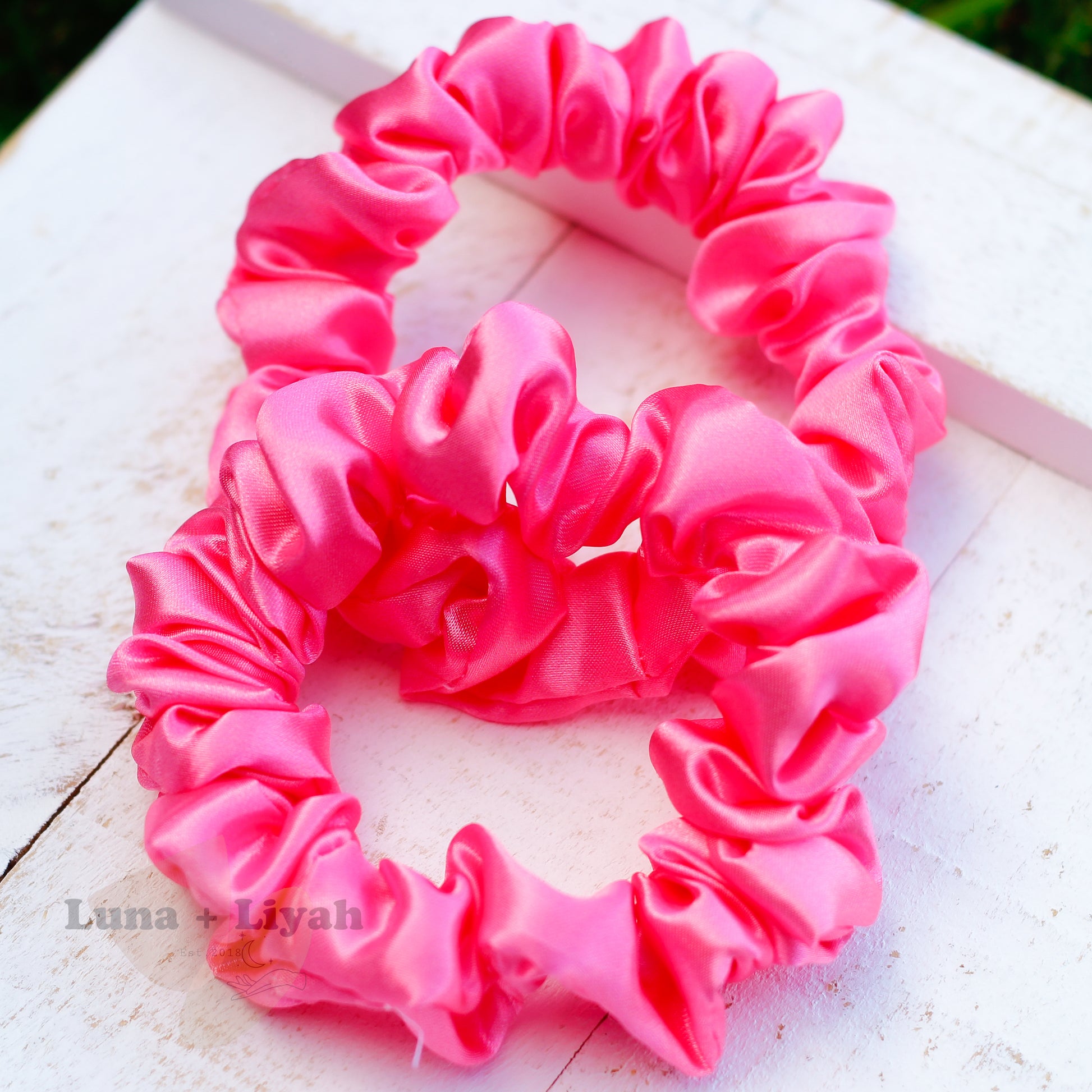 satin scrunchies - solid pink
