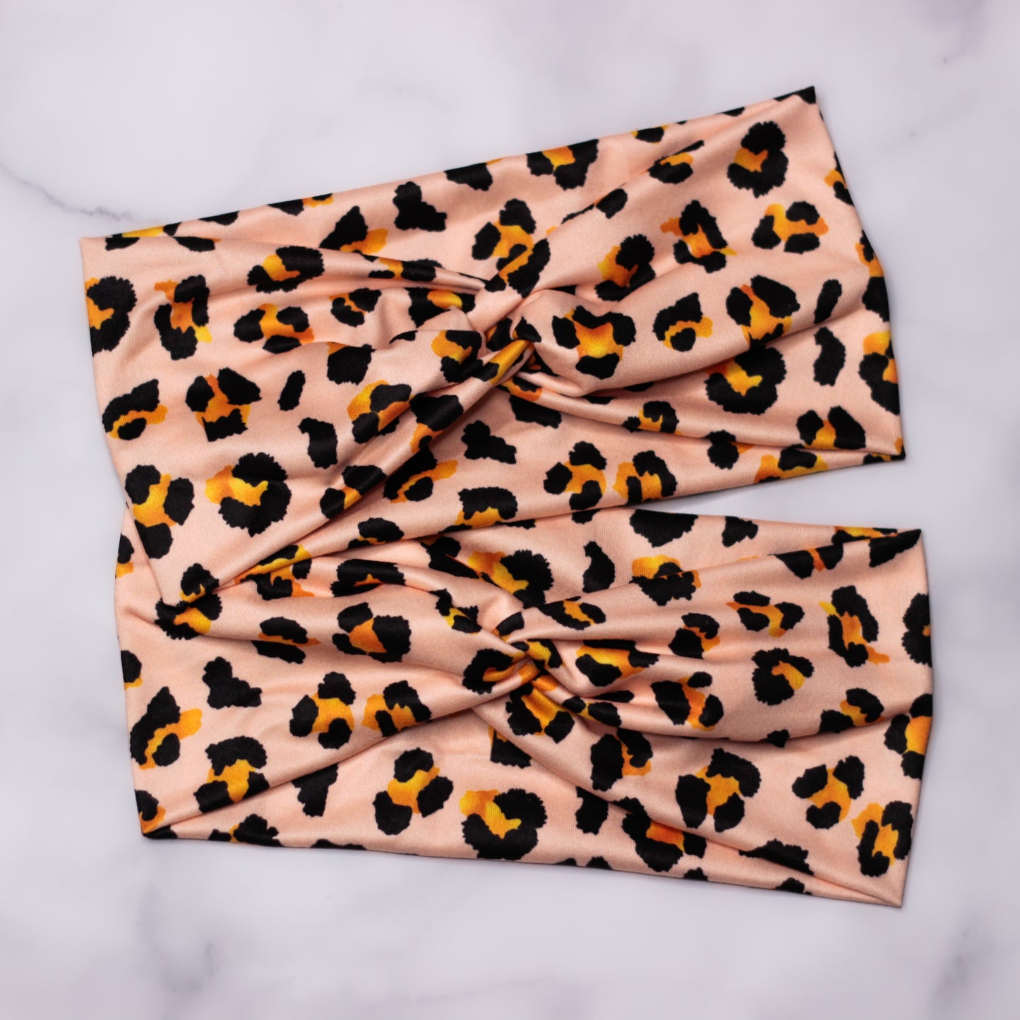 DBP Thick Twisted Headband - Peach Leopard - Adult Size