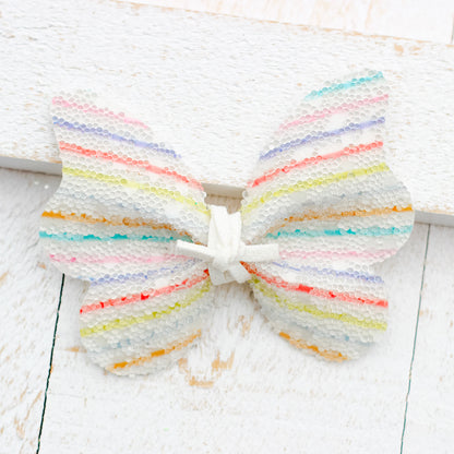 butterfly bows - rainbow stripes pearled