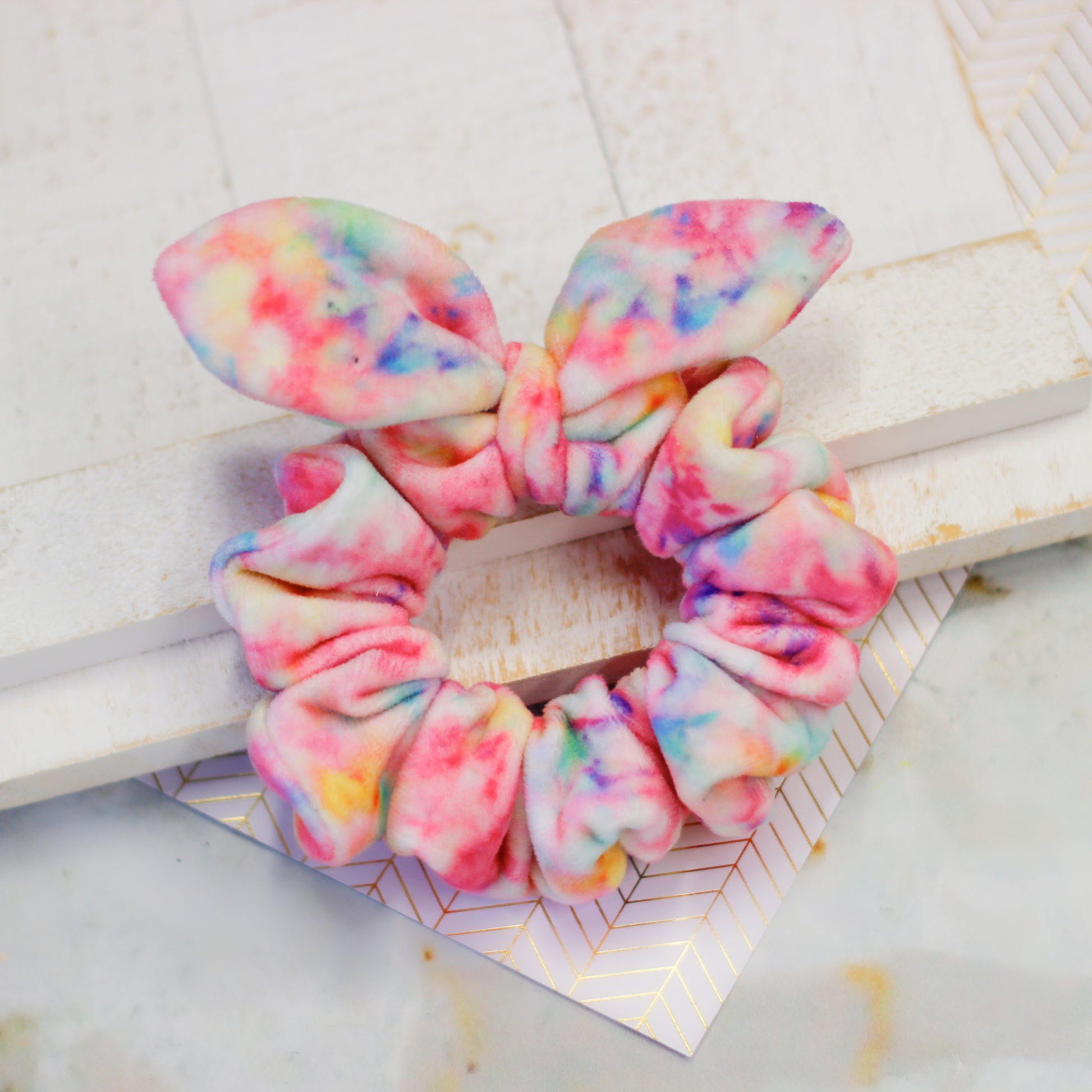 scrunchie - pastel tie dye w/bunny ears