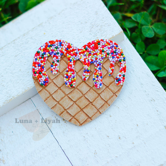 heart hair clip - waffle cone sprinkles