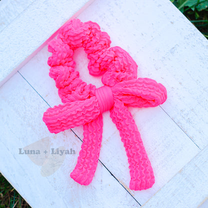 scrunchie - bow scrunchies hot pink