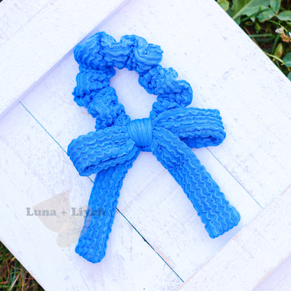 scrunchie - bow scrunchies blue