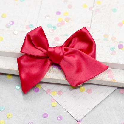 hand tied bow -  spring satin hot pink