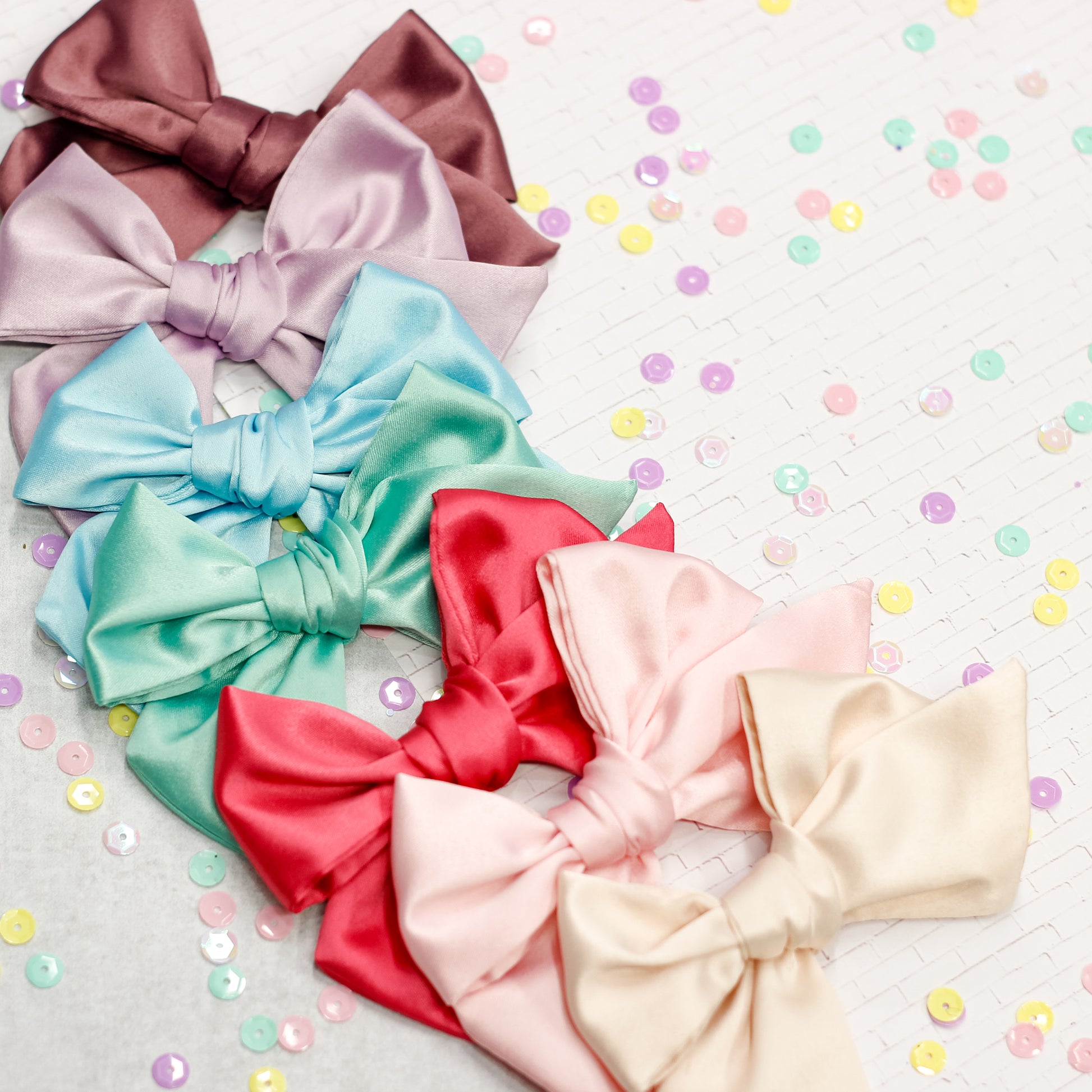 hand tied bow -  spring satin
