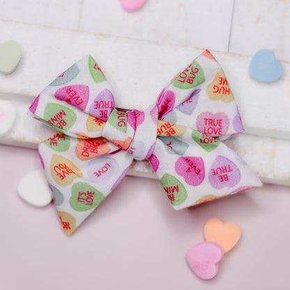 Hand Tied Bow - Conversation Hearts