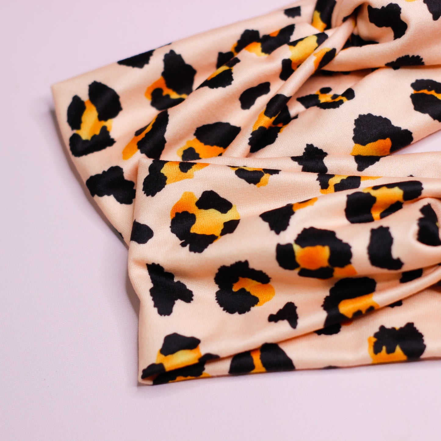 dbp thick twisted headband - peach leopard - child & adult size