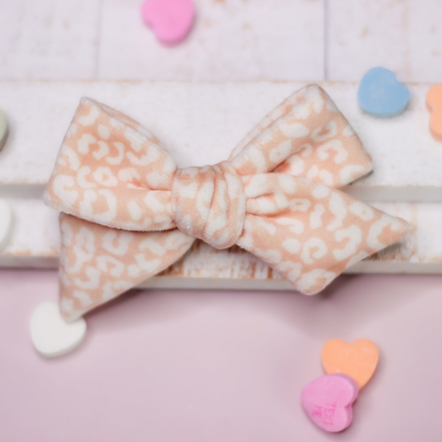 Hand Tied Bow - Nude Leopard