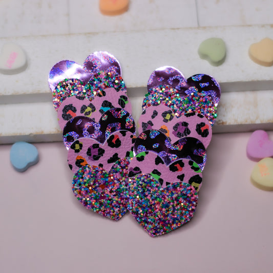 Stacked Heart Clip - Purple