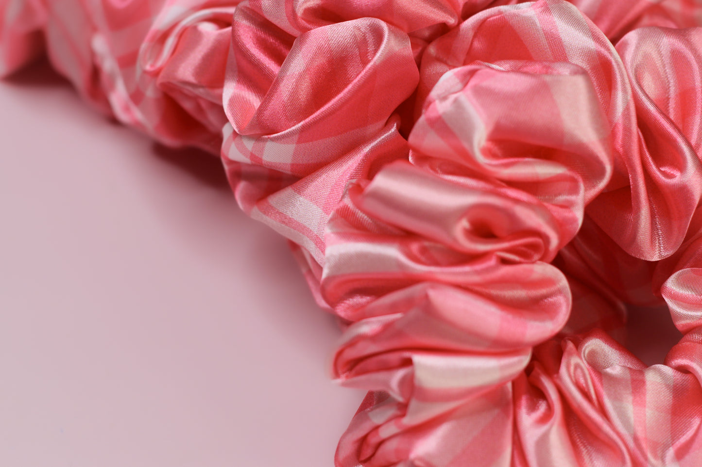 Satin Scrunchies - Pink Plaid