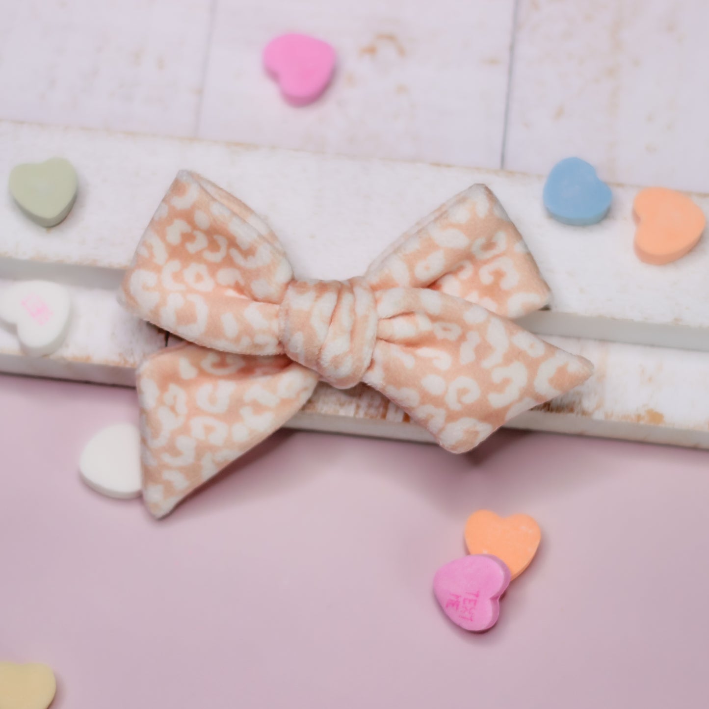 Hand Tied Bow - Nude Leopard